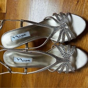 Nina rhinestone satin heeled sandals